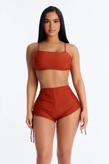Maui Mix And Match Ruched Side Short Bikini Bottom - Rust