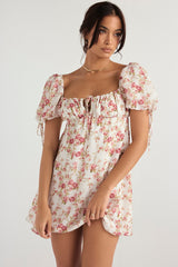rose print mini dress - sale