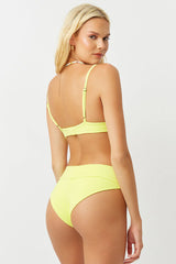 Gavin Ribbed Scoop Bikini Top - Lemonade