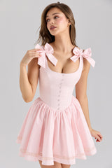 pink stretch cotton mini dress