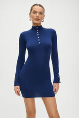 Isla Long Sleeve Mini Dress - Midnight Blue