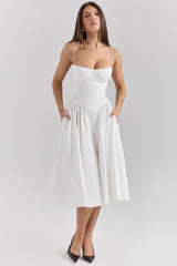 white corset midi dress