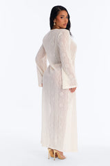 Milly Lace Long Sleeve Swim Cover Up Dress - White