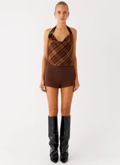 Stateside Cowl Top - Plaid