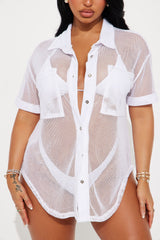 Summer Breeze Fishnet Cover Up Top - White
