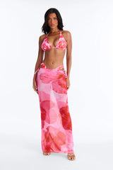 Paradise In Bloom Floral 3 Piece Bikini & Skirt Sunsuit - Pink/combo