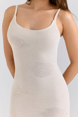 ecru rose embroidered maxi dress