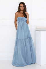 Unforgettable Style Strapless Maxi Dress Blue