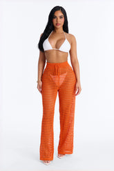 Temptress Textured Knit Swim Cover Up Pant - Orange