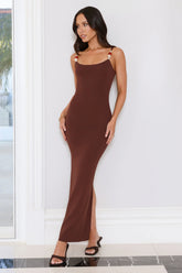 Nightfall In Paradise Knit Maxi Dress Chocolate