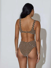 Gia Polka Dot Bikini Bottoms in Brown