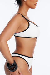 Riviera Ready 1 Piece One Shoulder Cut Out Swimsuit - White/Black