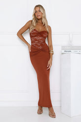 Signature Sleek Lace Strapless Maxi Dress Copper