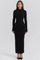 black turtleneck maxi dress