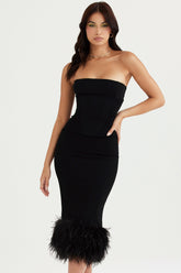 black strapless corset dress