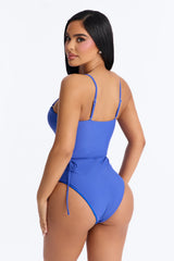 Tide Me Tighted Belted 1 Piece Swimsuit - Blue