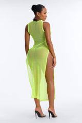 Poolside Chilling Fishnet Cover Up Dress - Yellow