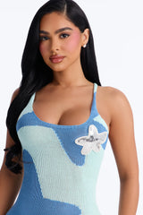 Aqua Atelier Crochet Swim Cover Up Dress - Blue/combo