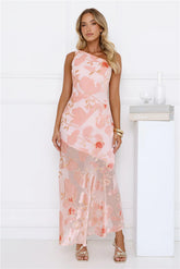 Glow Up Icon One Shoulder Maxi Dress Pink