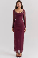 wine maxi dress