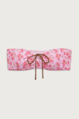 Meredith Floral Bandeau Bikini Top - Watercolor Hibiscus