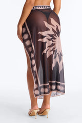 Act Up Novelty Adjustable Waist Tie Swim Cover Up - Black/combo