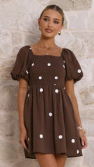 Marissa Mini Dress - Chocolate Polka