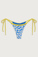 Divine Tie Side Skimpy Bikini Bottom - Blue Daisy