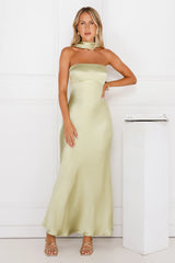 Precious Pearl Satin Maxi Dress Lime