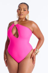 Perfect Waves Hardware Cutout 1 Piece Swimsuit - Hot Pink