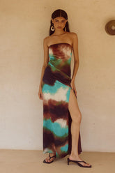 VEGA STRAPLESS MAXI DRESS - VEGA CHOCOLATE