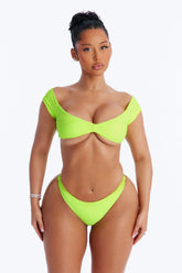 Beach Princess 2 Piece Off Shoulder Bikini Set - Yellow