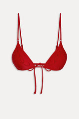 x JENNIE Elena Beaded Bikini Top - Classic Red