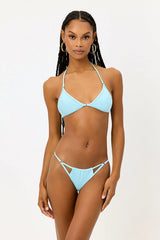 Ivy Plissé Triangle Bikini Top - Baby Blue