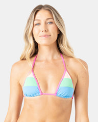 Surf City Colorblock Mini Tiki Triangle Bikini Top