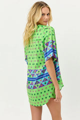 Fifi Satin Button Up Shirt - Versailles