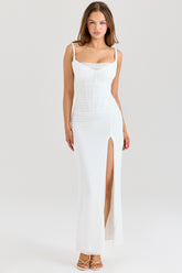 white mesh maxi dress