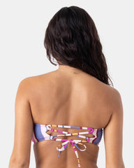Sunset Swells Lace Up Bandeau Bikini Top