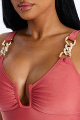 All Part Of The Plan 1 Piece Swimsuit - Rust