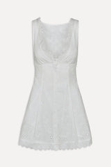 x BELLA HADID Farm Eyelet Mini Dress - Salt Air Eyelet