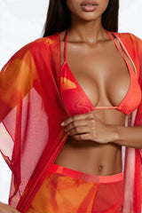 Katerina 5 Piece Ombre Bikini Kimono & Pant Set With Headscarf - Multi Color