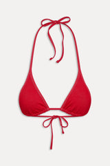 Paradise Denim Halter Bikini Top - Red Denim