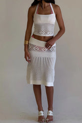 Orchard Crochet Halter Top - White