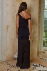 STEPHANIE ONE SHOULDER MAXI DRESS - BLACK