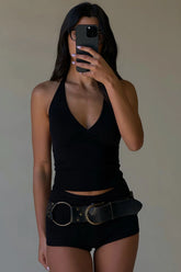 Dylan Knit Halter Top - Black