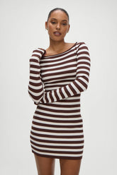Luca Knit Mini Dress - Brown Sugar Stripe