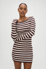 Luca Knit Mini Dress - Brown Sugar Stripe