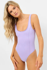 Kyle Ruffle Halter One Piece Swimsuit - Plum