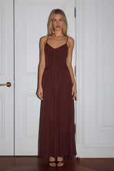 SOL RUCHED MAXI DRESS - ESPRESSO