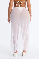 Summer Sunsets Rosette Mesh Cover Up Skirt - White